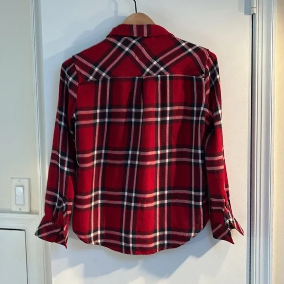 Rails deep red/white & black Plaid Button-Up Shirt. Sz S  fits like a petite. - Picture 4 of 5